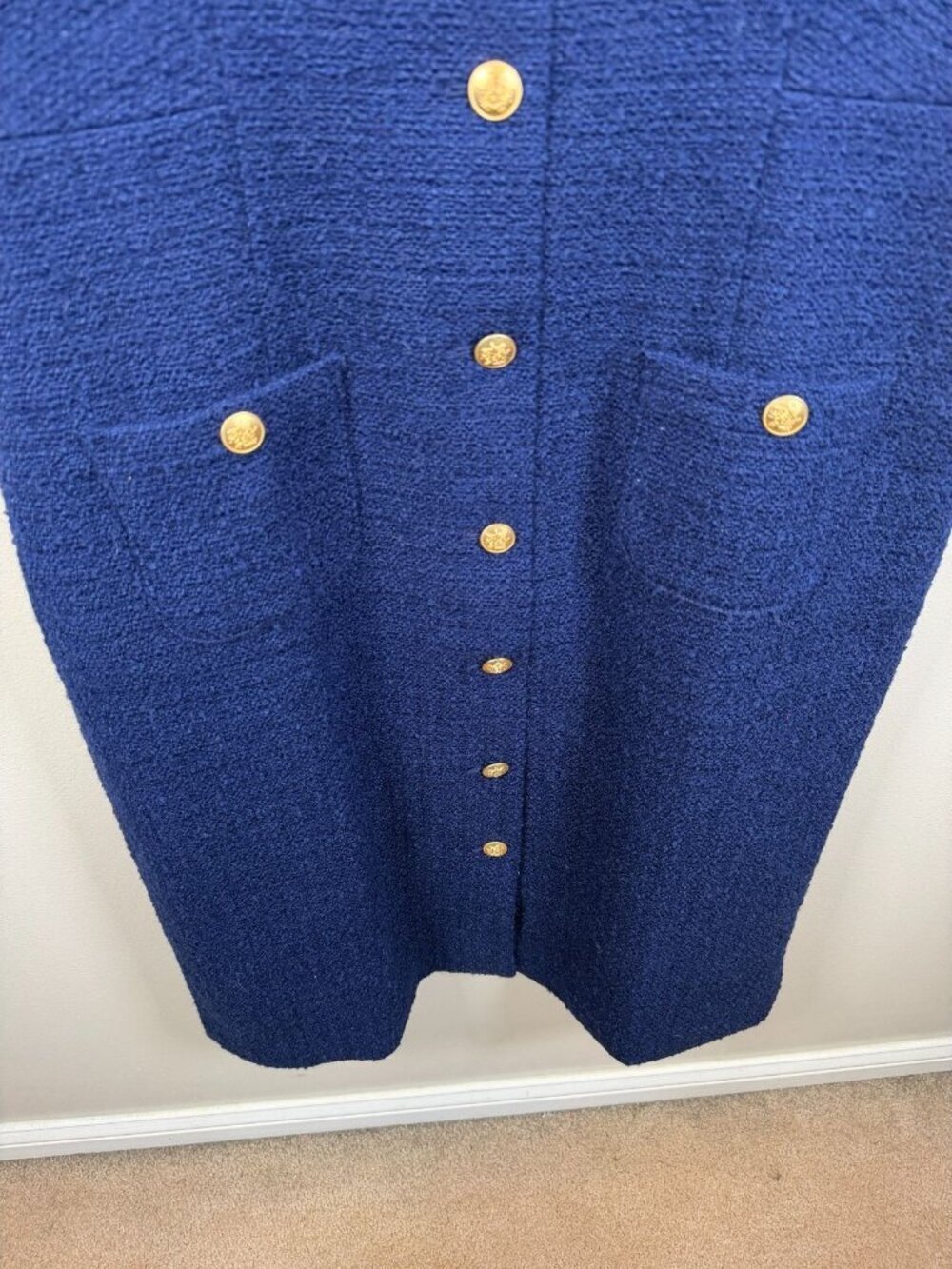 J. Crew Sophia Tweed Midi Dress Size 16 Navy Blue Preppy Career Work Office - Picture 6 of 10